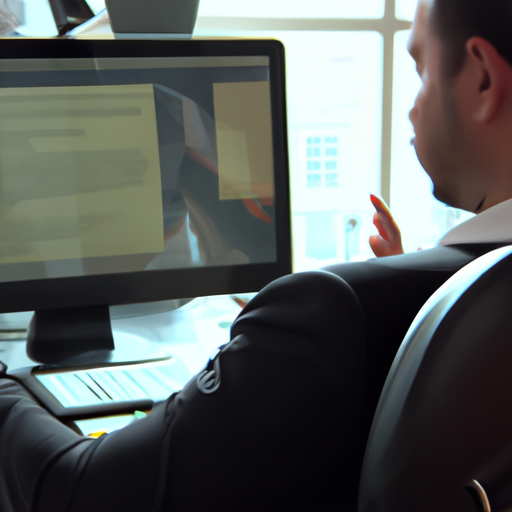 תמונה של עורך דין לעבודה בוחן לידים במחשב שלו